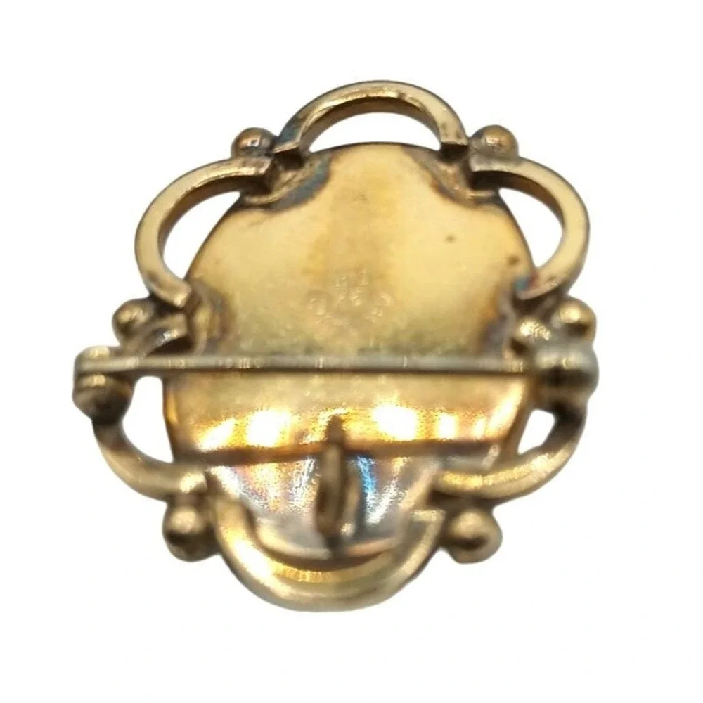 Winard Intaglio Cameo Brooch Pin‎ Pendant Black Glass 12k GF Jewelry Vintage